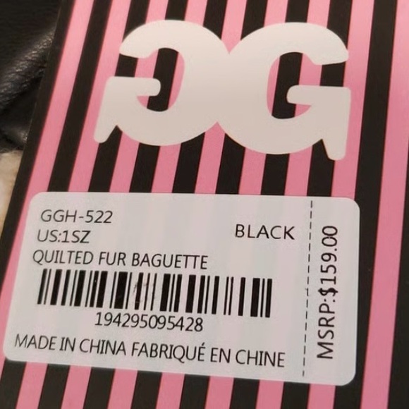 Gilda Paris Quilted Black Leather Bag with Faux shearling trim - Picture 4 of 4